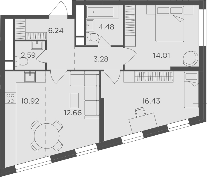 3Е-комнатная, 70.61 м²– 2