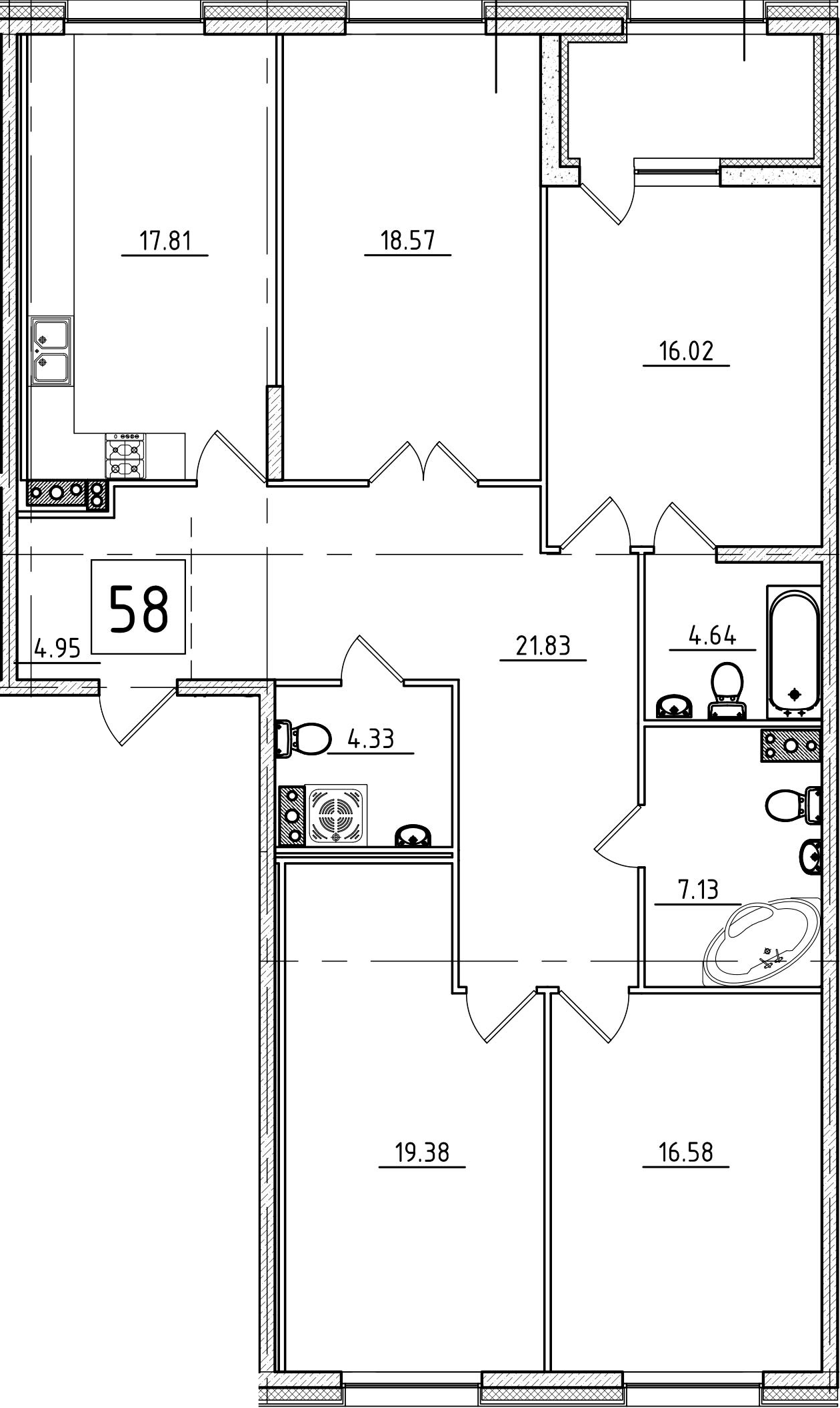 5Е-комнатная, 133.69 м²– 2