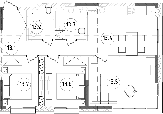 4Е-комнатная, 68.49 м²– 2