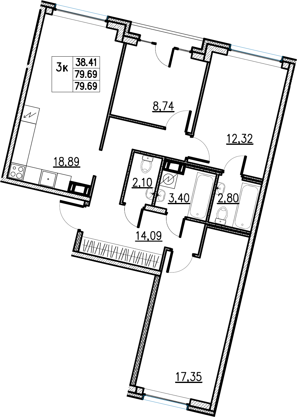 4Е-комнатная, 79.69 м²– 2