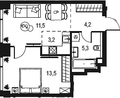 2Е-комнатная, 37.7 м²– 2