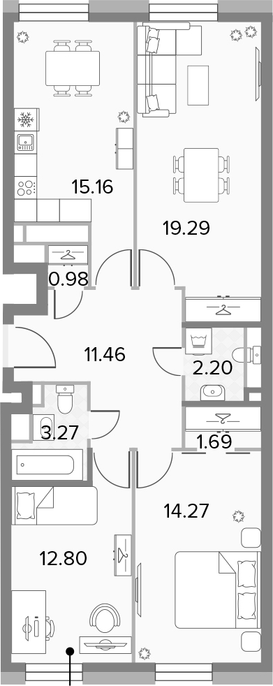 4Е-комнатная, 81.12 м²– 2