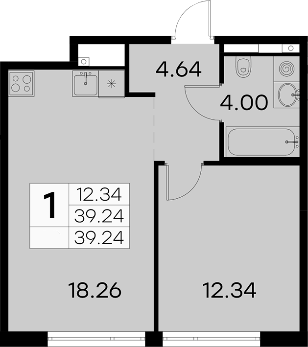 2Е-к.кв, 39.24 м²