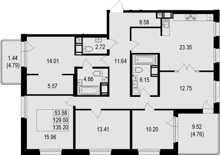 5Е-комнатная, 135.2 м²– 2
