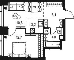 2Е-комнатная, 36.8 м²– 2