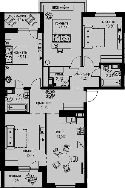 5Е-комнатная, 106.88 м²– 2