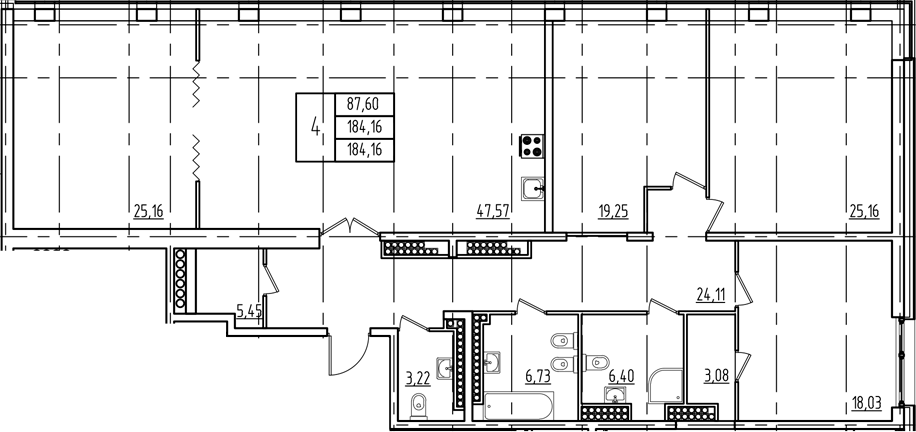 5Е-комнатная, 184.16 м²– 2