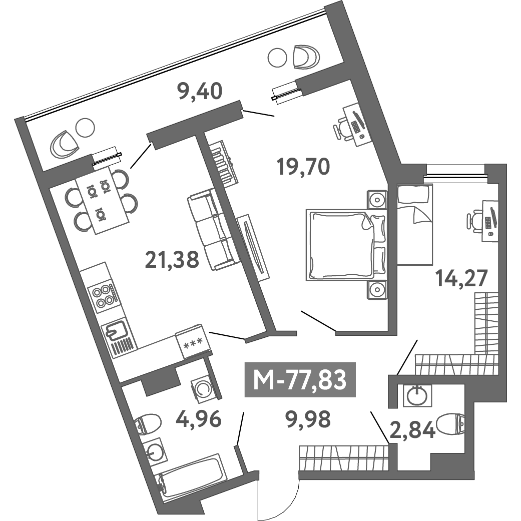 Купить 3-комнатную квартиру в новостройке 77.83 м², берег Невской губы, в  Санкт-Петербурге, у метро Приморская