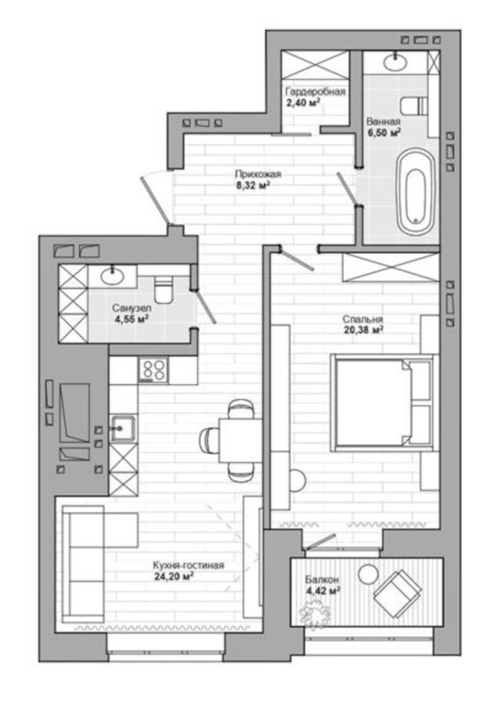 Купить 2-комнатную квартиру в новостройке 75.58 м², ул Бестужева, в  Новосибирске, у метро Заельцовская