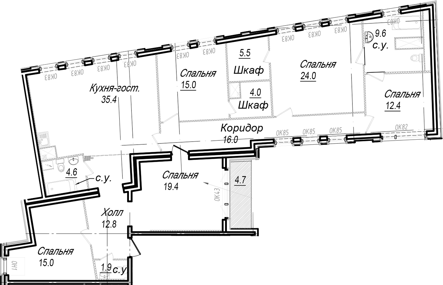 Купить 5-комнатную квартиру в новостройке 183.49 м², наб Реки Карповки, в  Санкт-Петербурге, у метро Петроградская