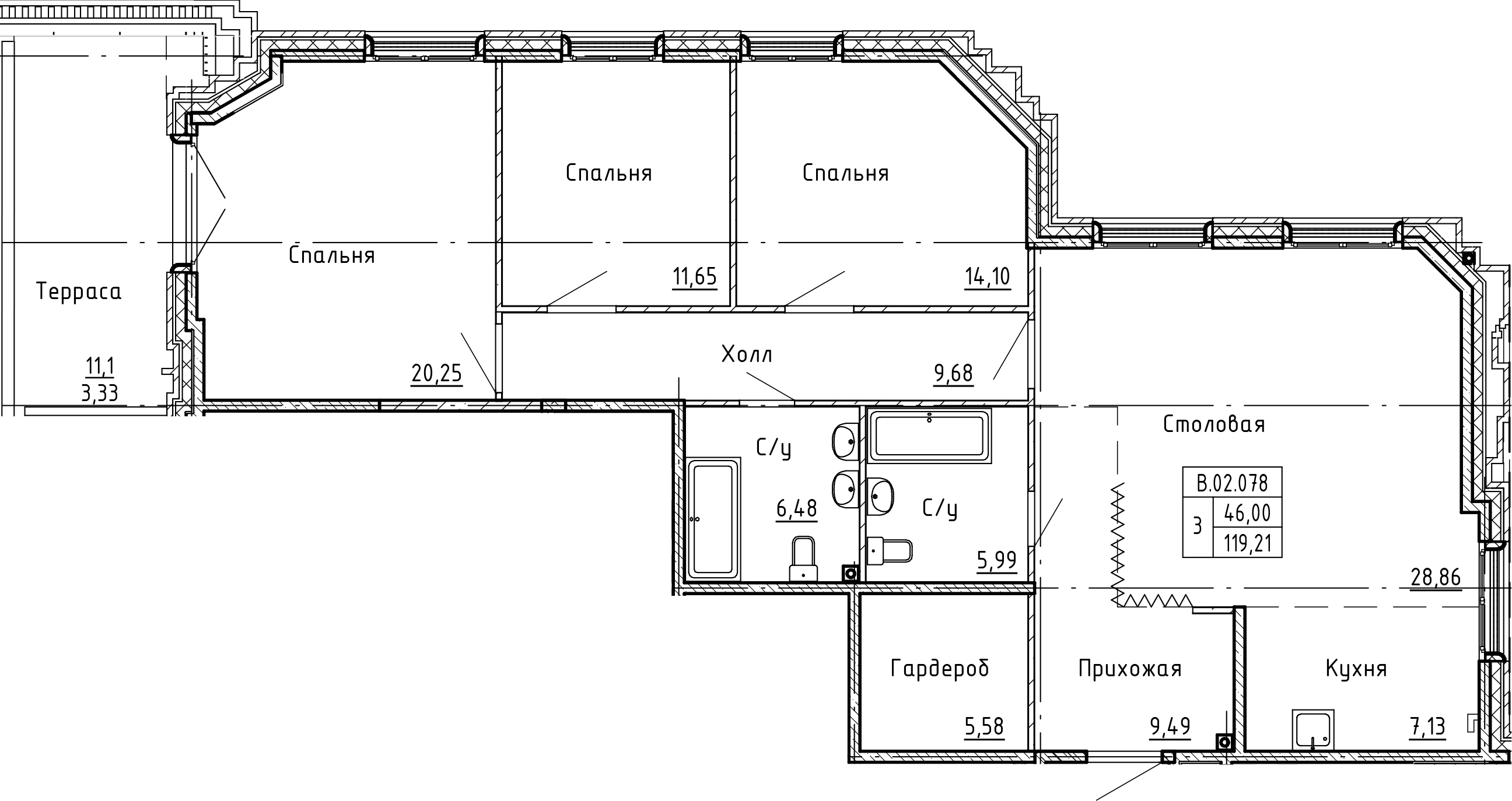 4Е-комнатная, 122.54 м²– 2