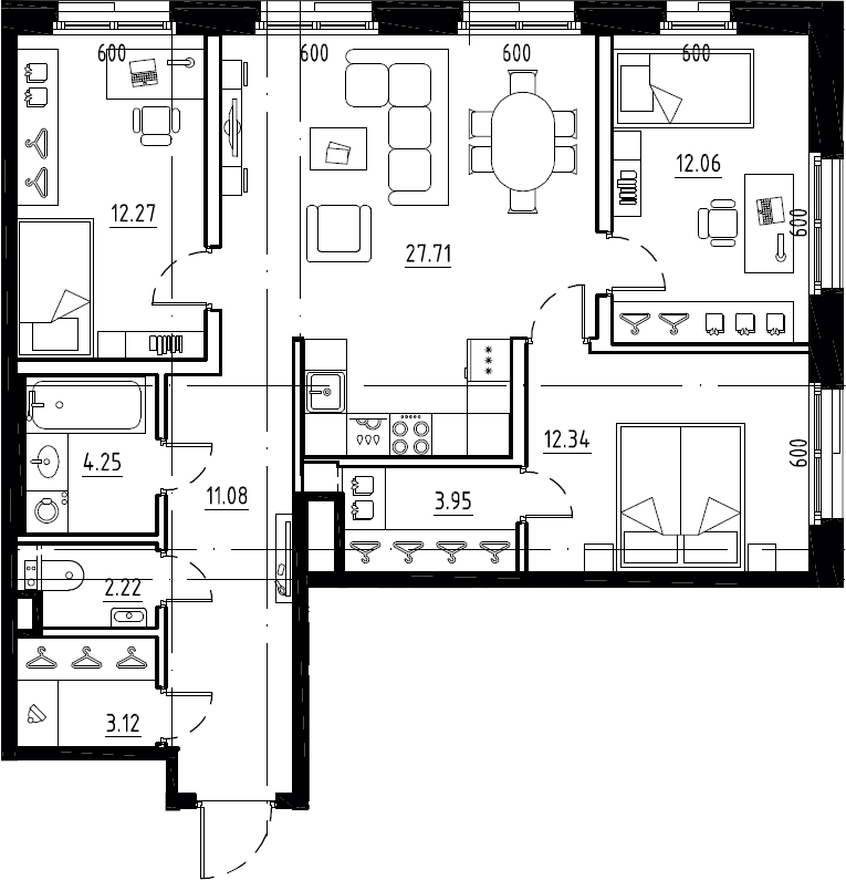 4Е-к.кв, 89 м², 8 этаж