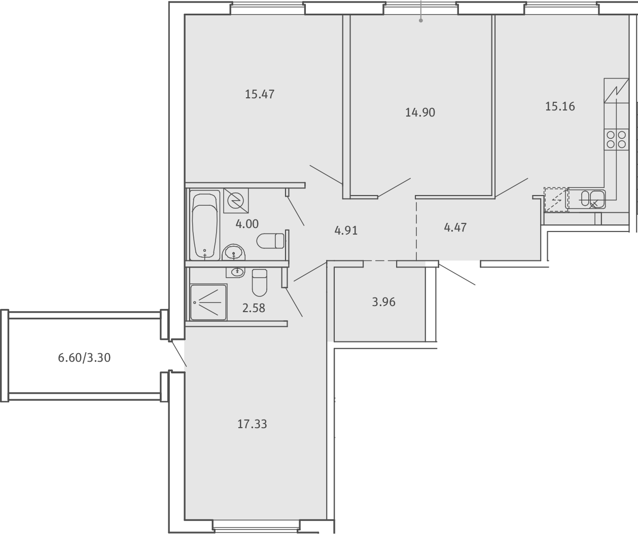 4Е-комнатная, 86.08 м²– 2