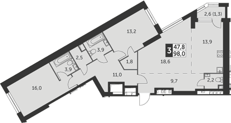 3-к.кв, 98 м², 7 этаж