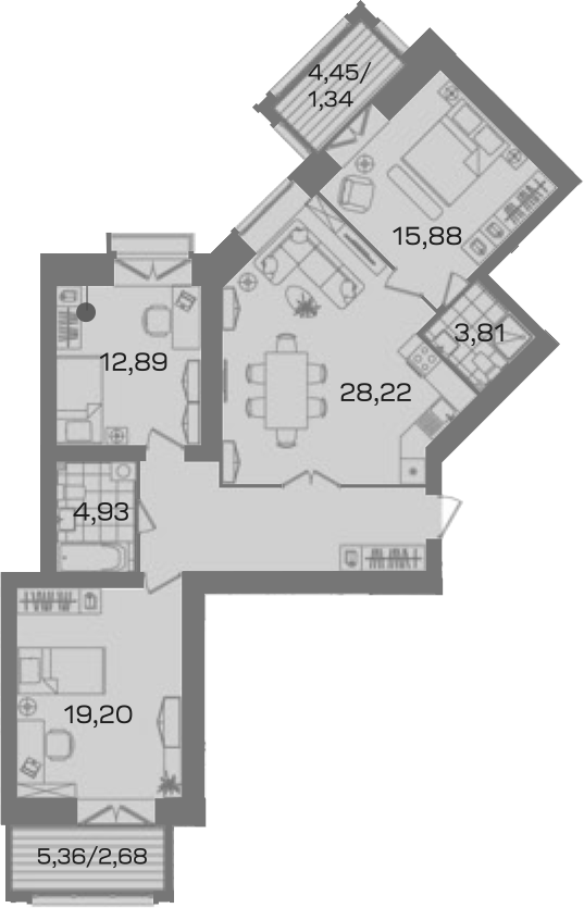 3-комнатная, 103.63 м²– 2
