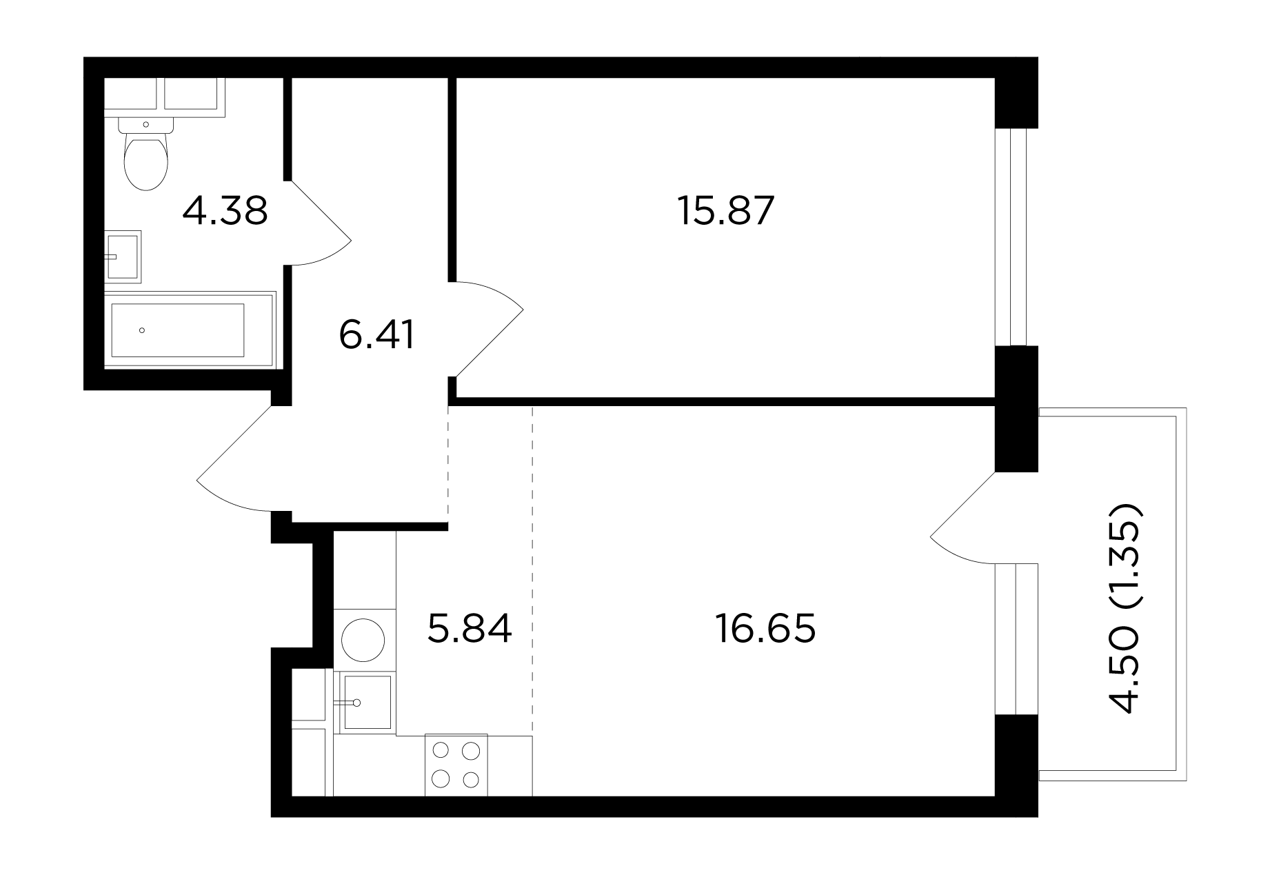 2Е-к.кв, 50.5 м²