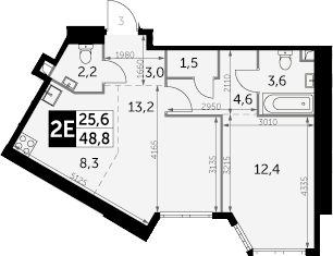 2Е-к.кв, 48.8 м²