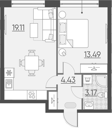 2Е-комнатная, 40.2 м²– 2