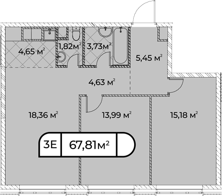 3Е-комнатная, 67.81 м²– 2