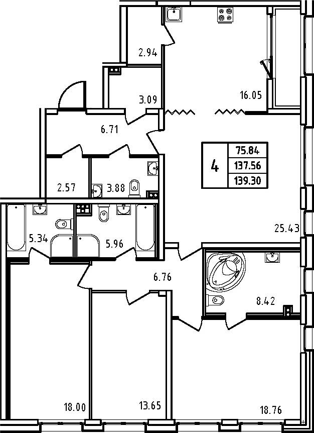 5Е-комнатная, 139.3 м²– 2