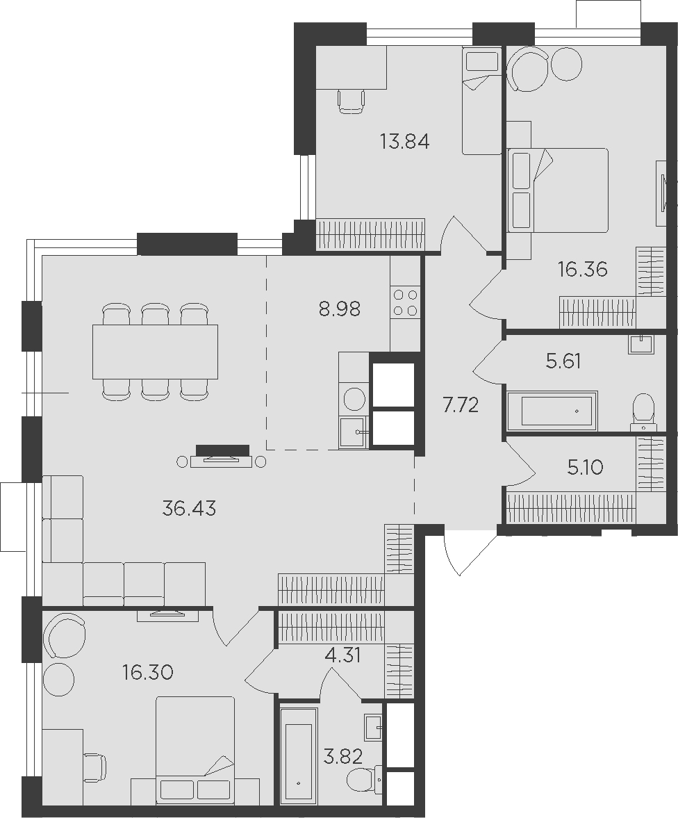 4Е-комнатная, 118.47 м²– 2