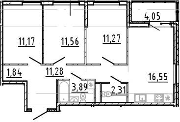 4Е-комнатная, 69.87 м²– 2