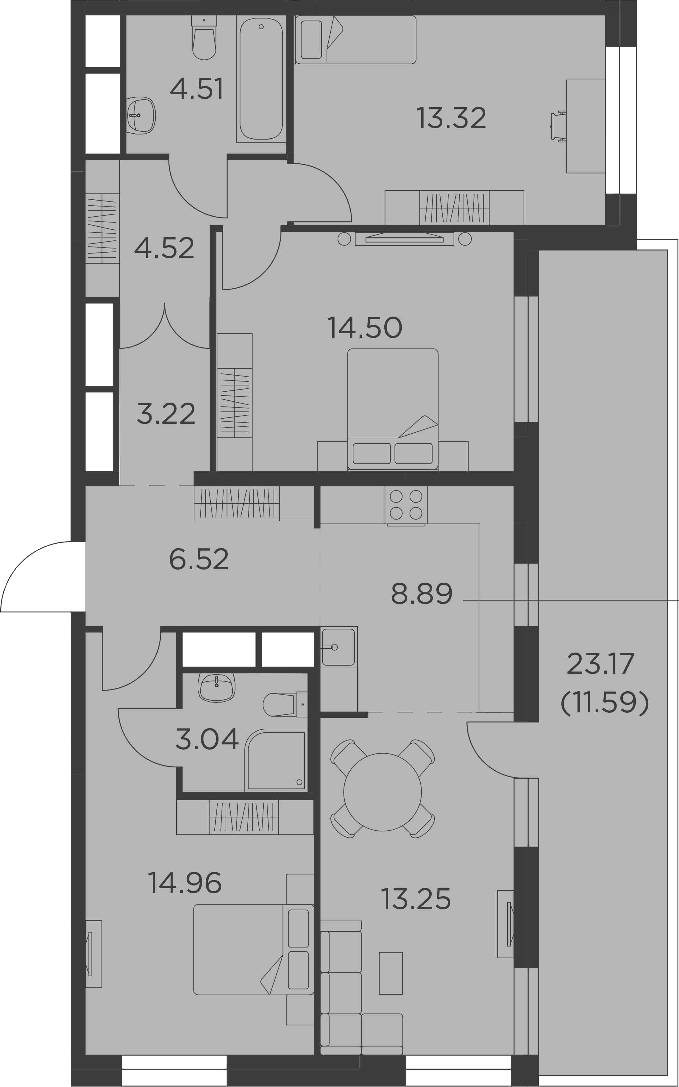 4Е-комнатная, 98.32 м²– 2