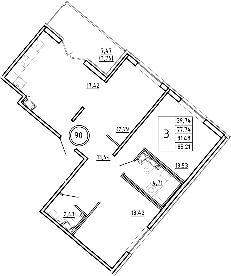 Купить 4-комнатную квартиру в новостройке 81.48 м², поселок Шушары, ул  Образцовая (Пулковское), в Санкт-Петербурге, у метро Купчино