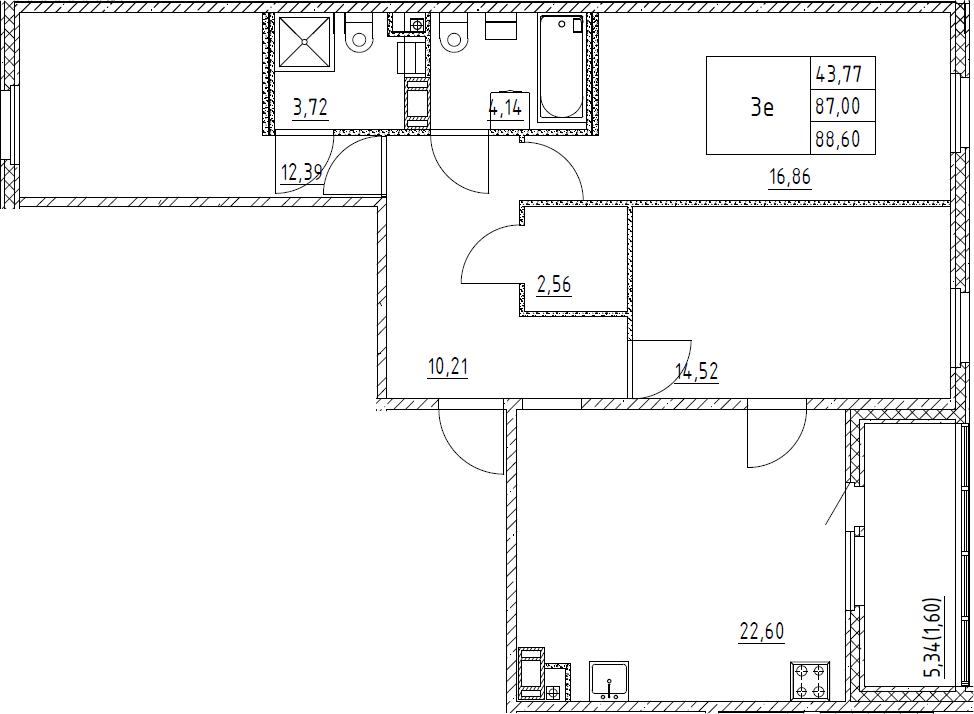 4Е-комнатная, 88.6 м²– 2
