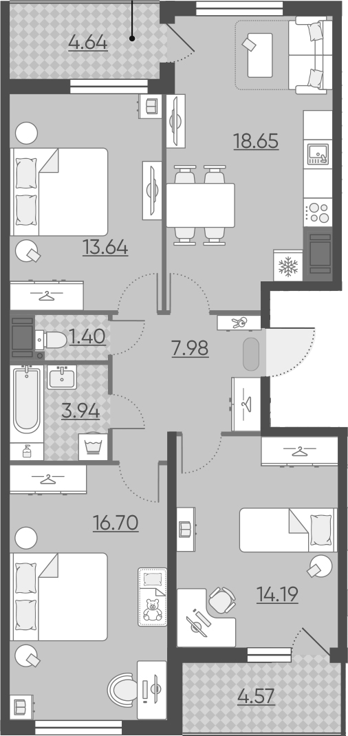 4Е-комнатная, 81.11 м²– 2