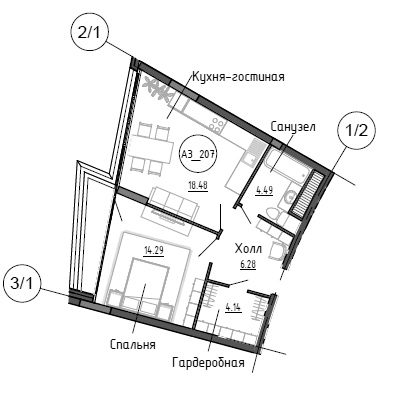 2Е-к.кв, 47.67 м²