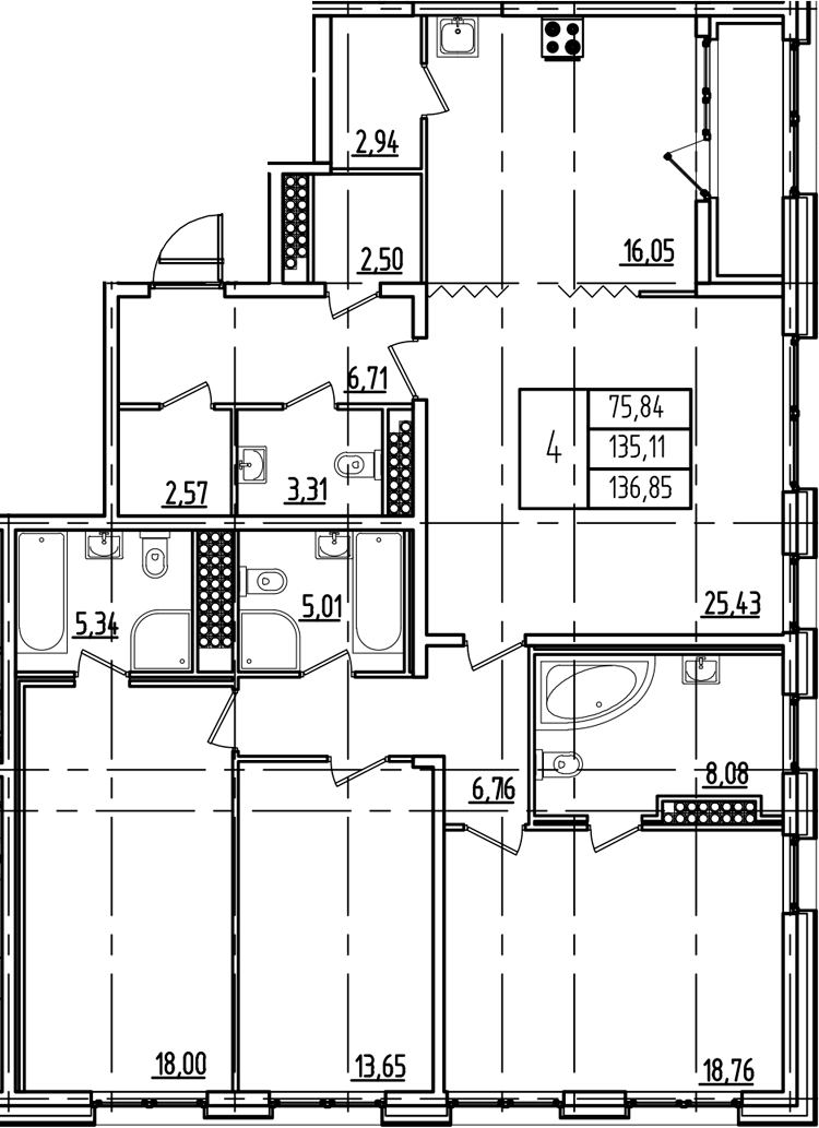 5Е-комнатная, 136.85 м²– 2