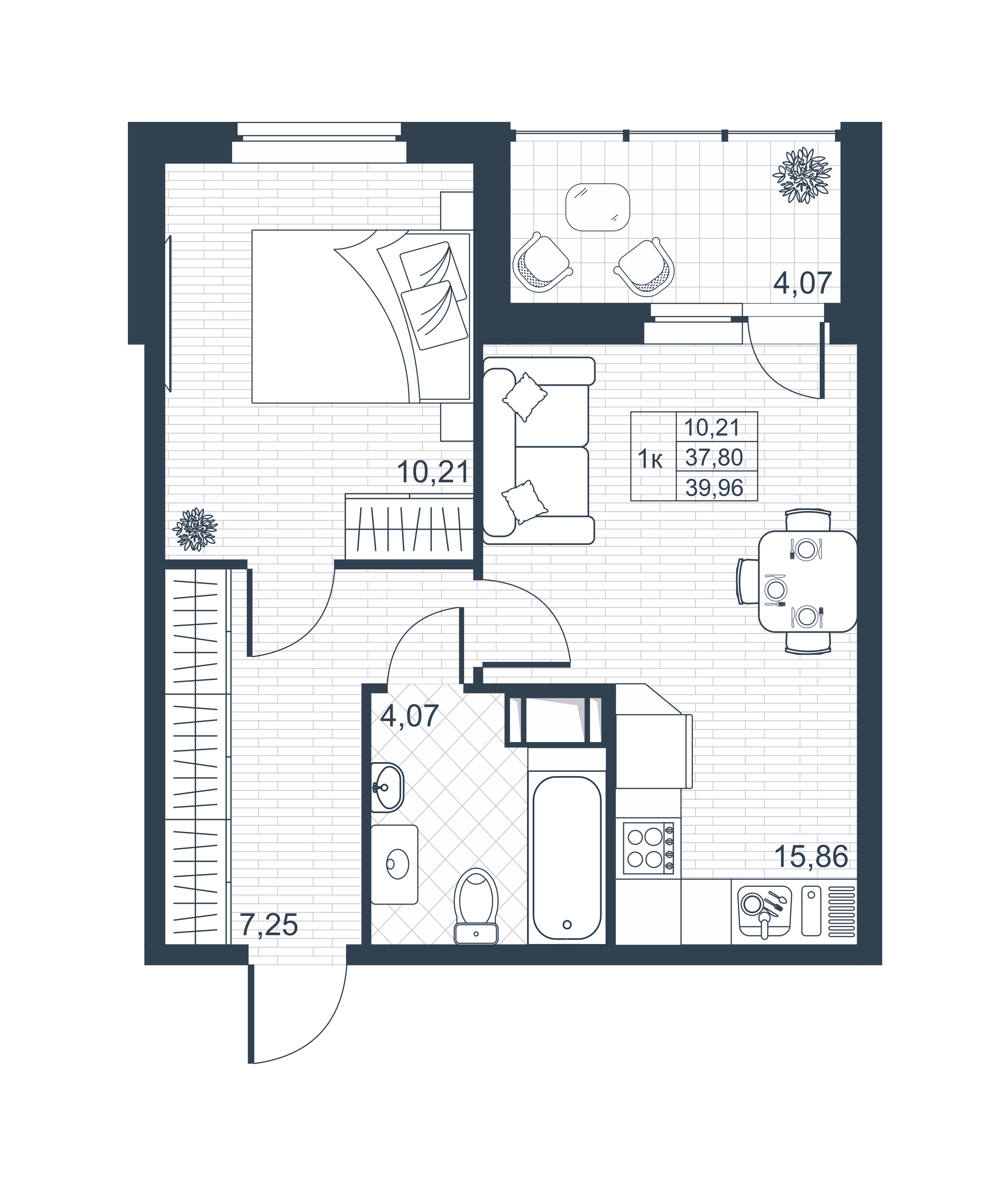 Купить 2-комнатную квартиру в новостройке 39.96 м², г Коммунар, ул  Славянская, в Ленинградской области, у метро Купчино