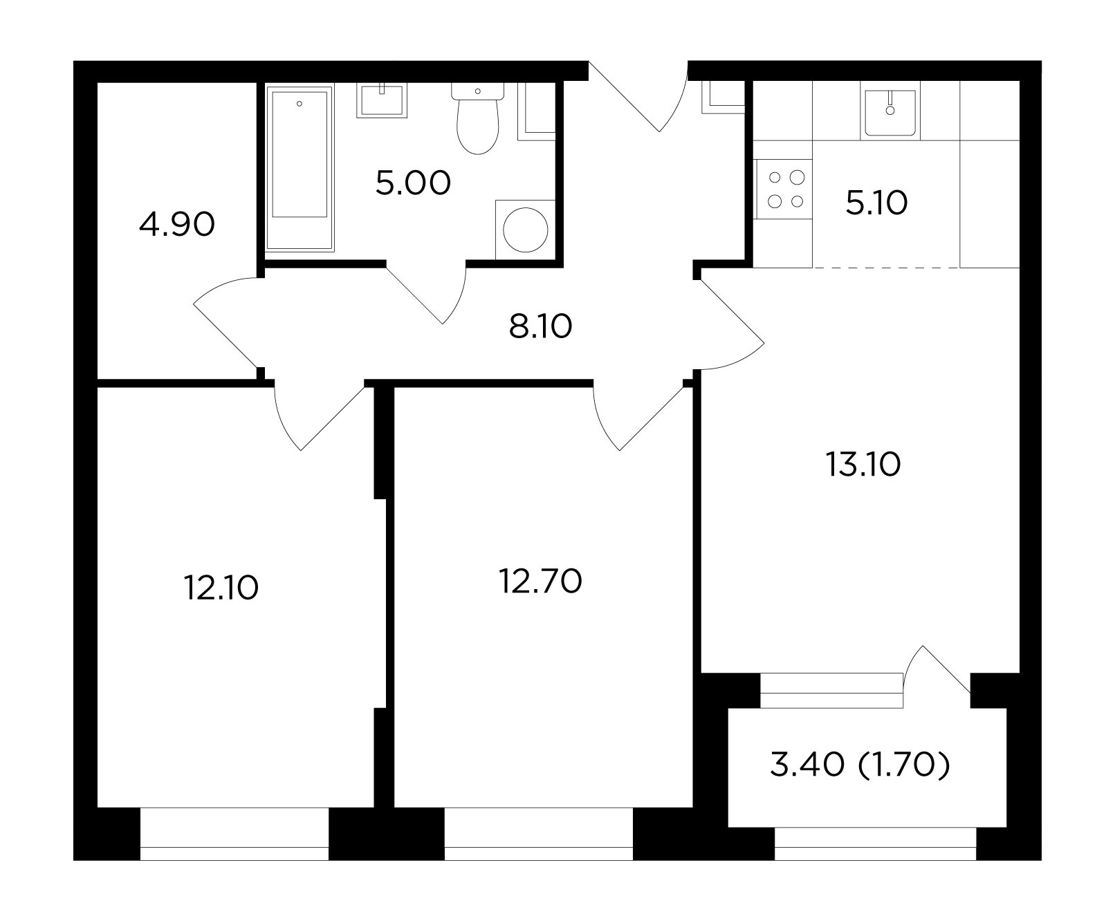 3Е-к.кв, 62.7 м²