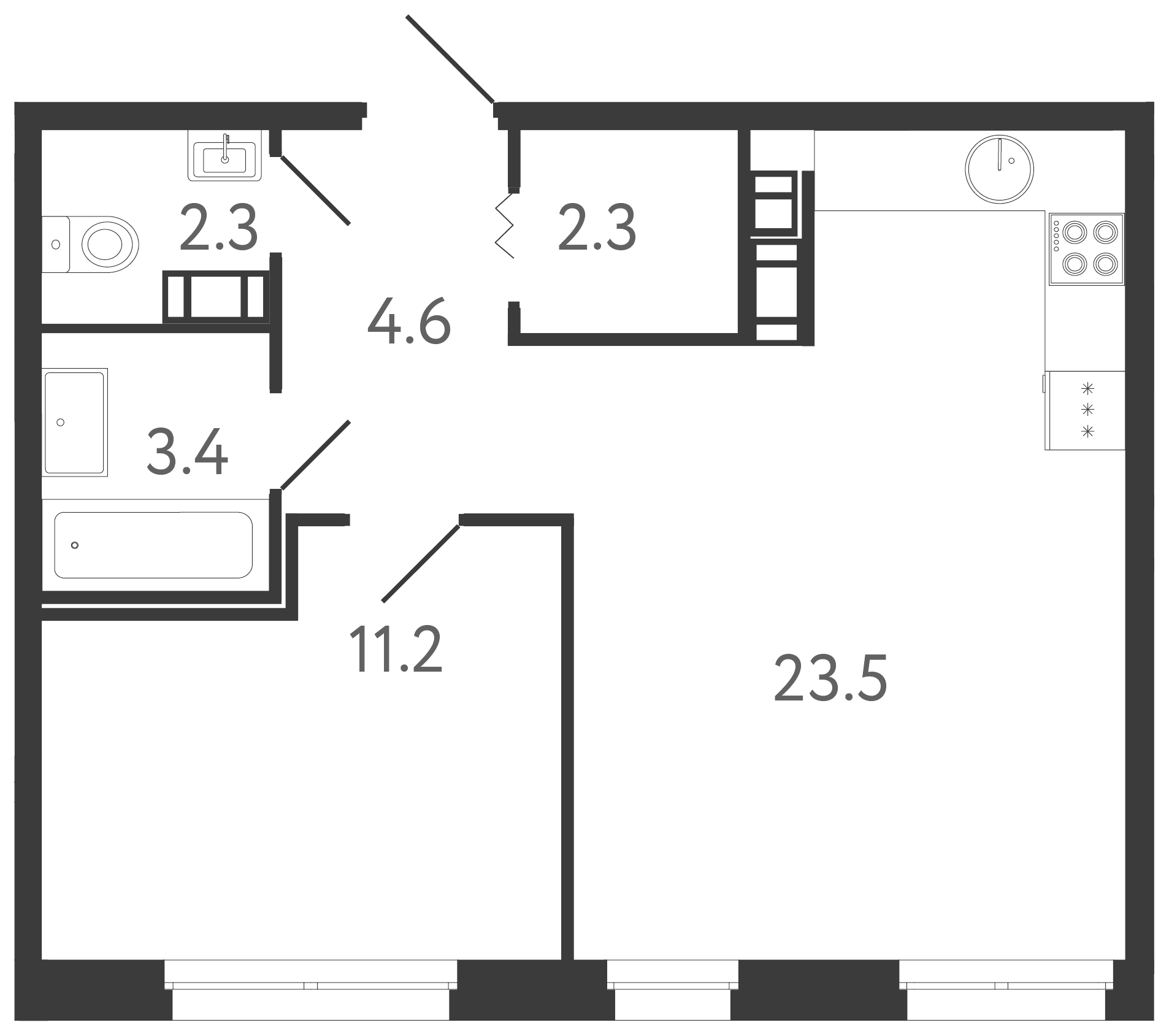 Купить 2-комнатную квартиру в новостройке 47.3 м², ул Тосина, в Санкт- Петербурге, у метро Обводный канал