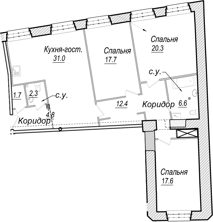 4Е-комнатная, 114.4 м²– 2