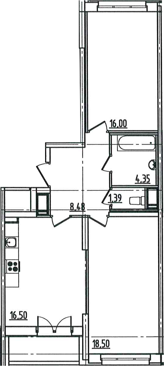 3Е-комнатная, 66.93 м²– 2