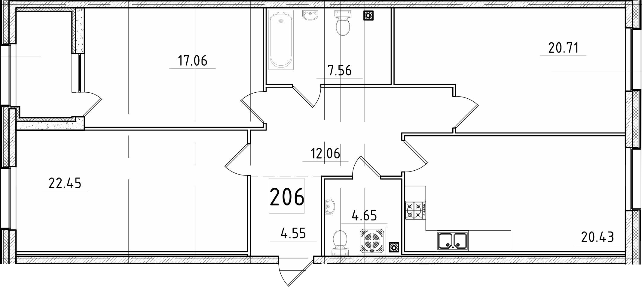 4Е-комнатная, 111.85 м²– 2