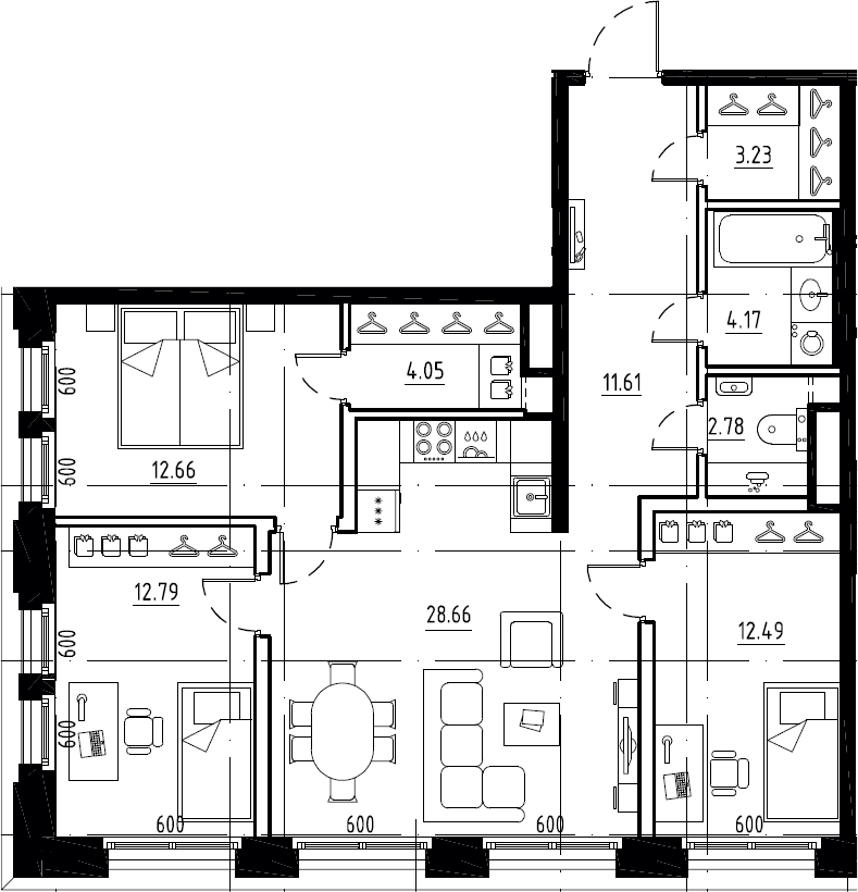 4Е-к.кв, 92.44 м², 4 этаж