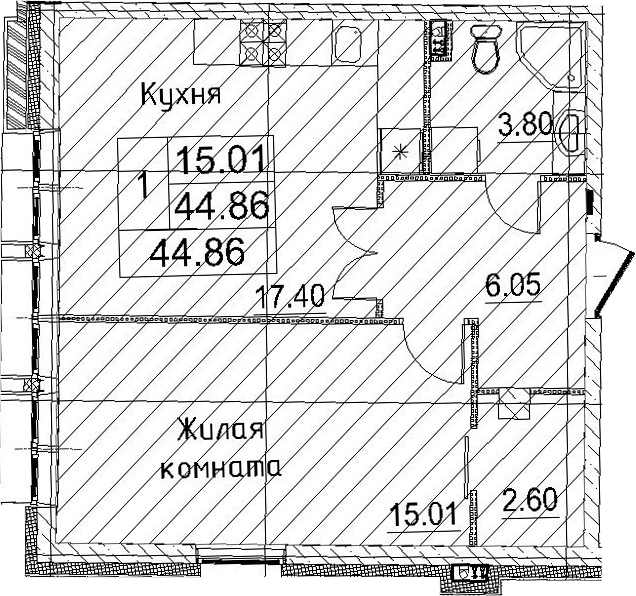 2Е-к.кв, 44.86 м²