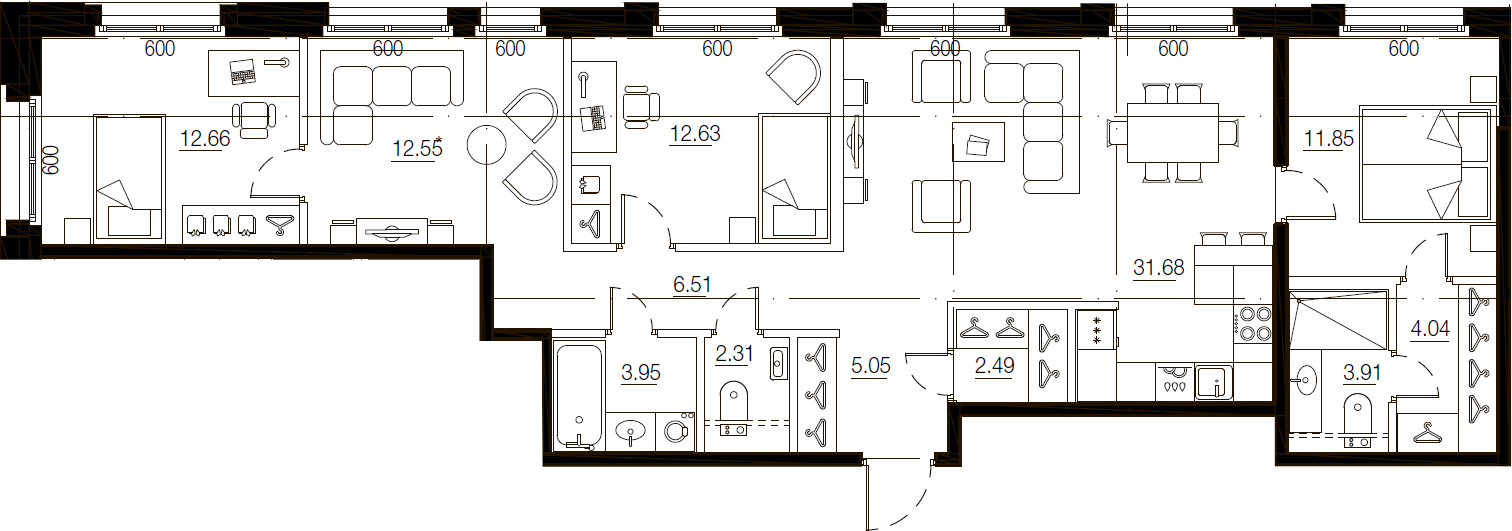 5Е-комнатная, 109.63 м²– 2