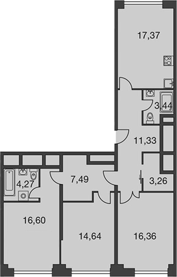 4Е-комнатная, 98.44 м²– 2