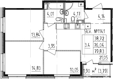 4Е-комнатная, 76.04 м²– 2