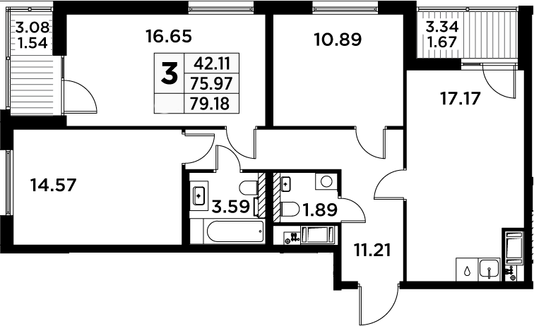 4Е-комнатная, 79.18 м²– 2