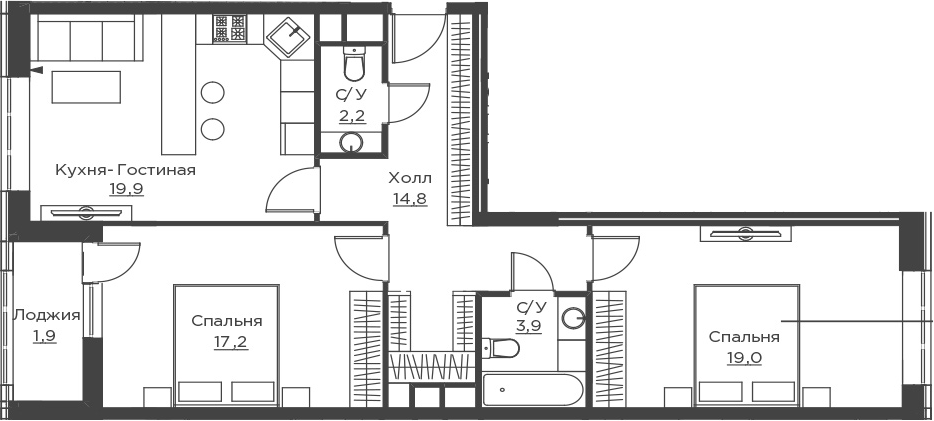 3Е-комнатная, 78.9 м²– 2
