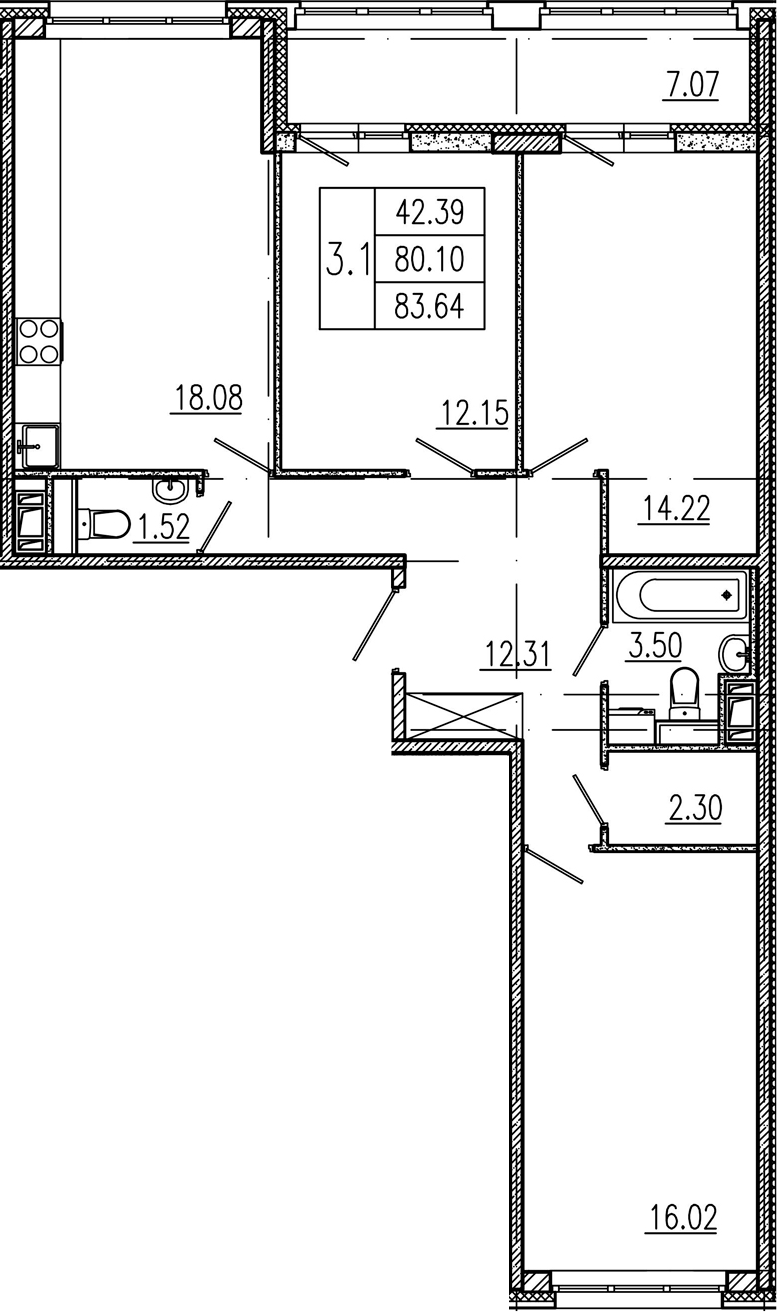 4Е-комнатная, 80.1 м²– 2