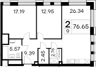 3Е-комнатная, 76.65 м²– 2