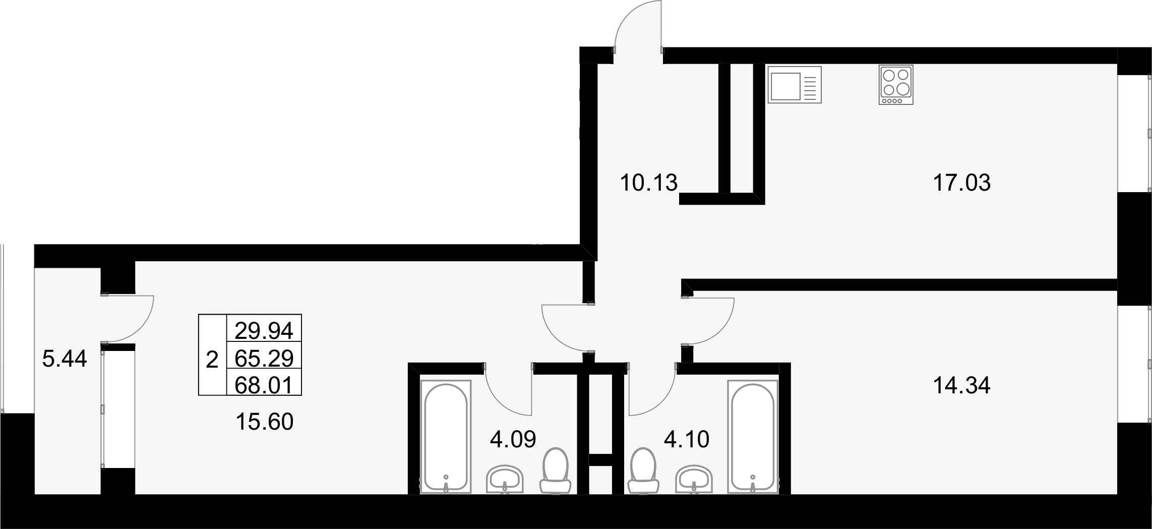 3Е-комнатная, 68.01 м²– 2