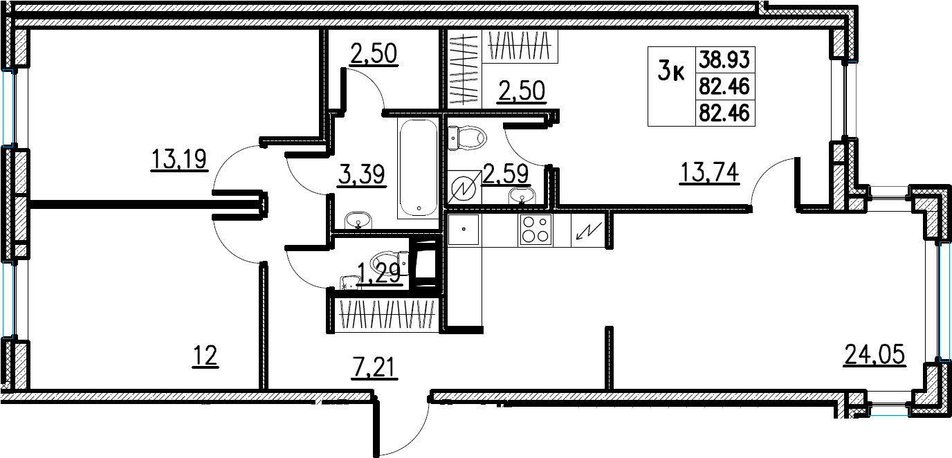 4Е-комнатная, 82.46 м²– 2