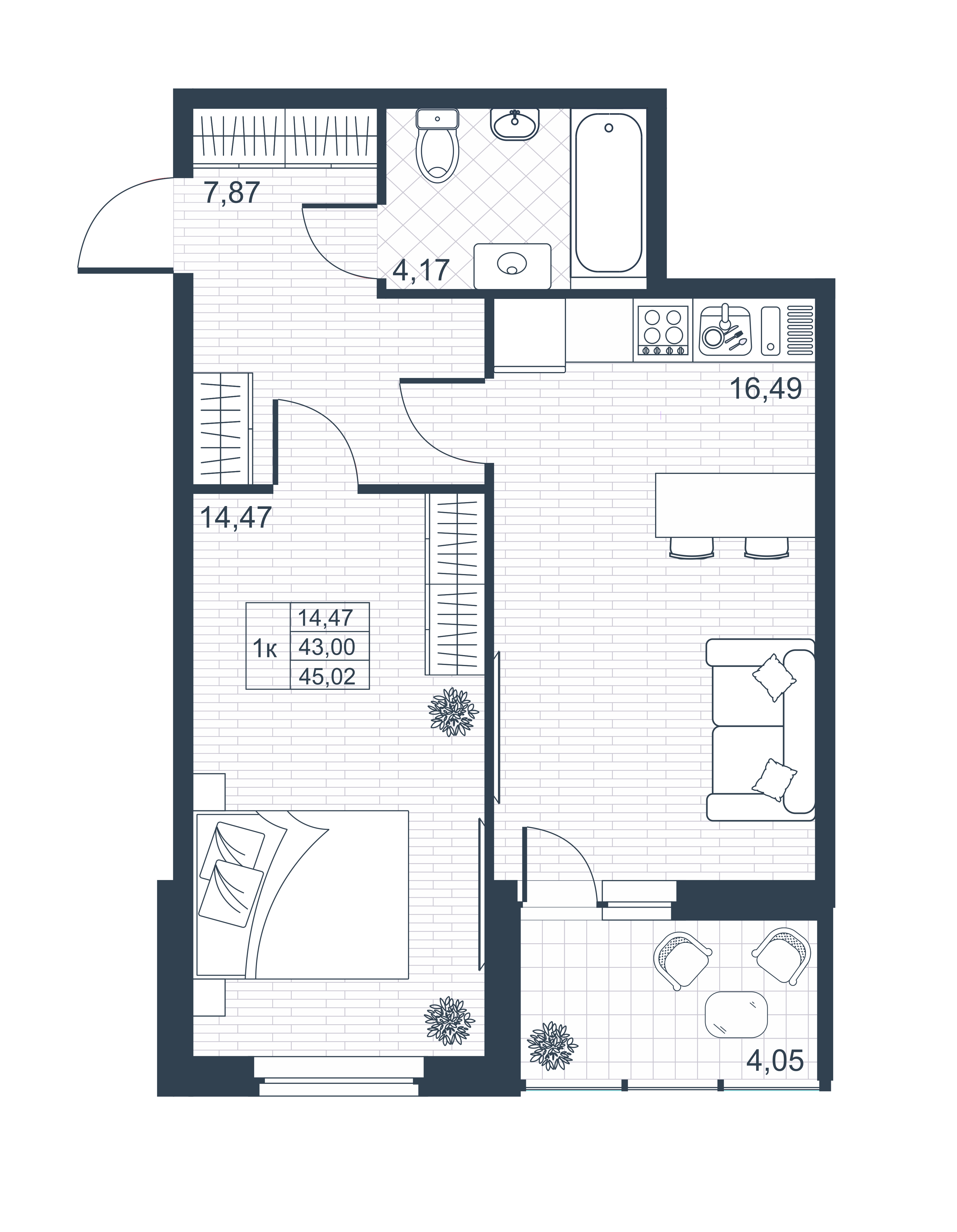 Купить 2-комнатную квартиру в новостройке 44.52 м², г Коммунар, ул  Славянская, в Ленинградской области, у метро Купчино